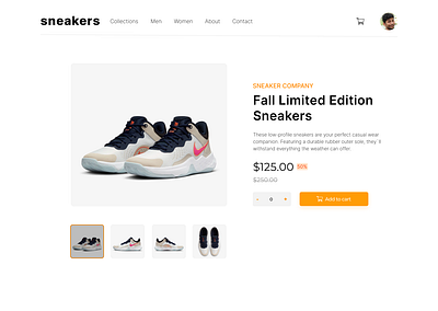 Sneakers Company Design - Product Page design e commerce graphic design online shopping simple sneakers ui website