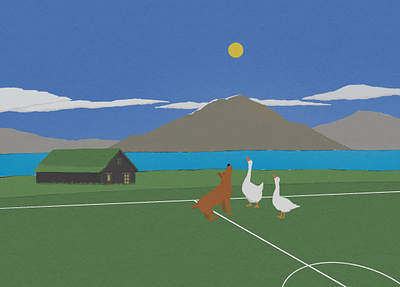 the dog and geese forgot about football adventures illustration pictures