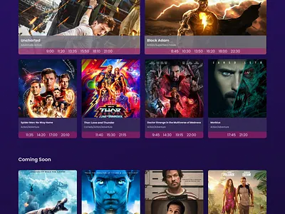 Cinema design landing page ui ux web