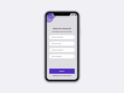 To Do App app application branding dailyui dailyuichallenge design designer graphic design mobile app mobile design onboarding product design register sign in sign up ui ui design uiux ux welcome