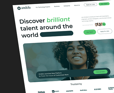 Andela - hero section design minimal ui ux web