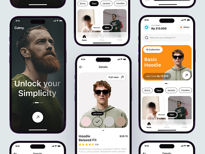 ✔️Calmy - Fashion eCommerce App clothing app e commerce ecommerce ecommerce app fashion fashion app iphone 14 minimalist online store shop shopping shopping app simple ui