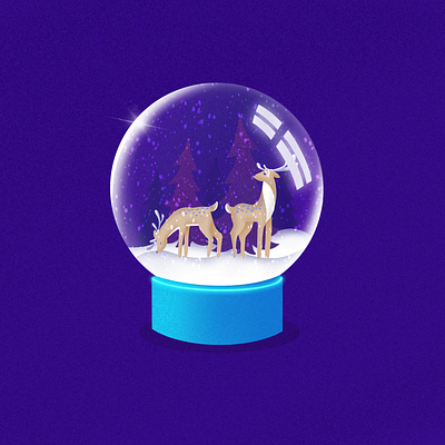 Christmas snow globe christmas deer design digital art illustration procreate snow snow globe