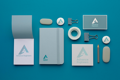 Advance Engineers Brand identity Concept 1 brandcreation brandidentity branding colorpallete design graphic design illustration logo mockup rejection stationary