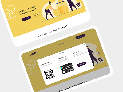 Puzzle Landin Page - Download the App app download bank branding design download download the app fintech graphic design illustration karekod landing page logo qr code responsive store ui user experience user interface ux uygulamayı indir