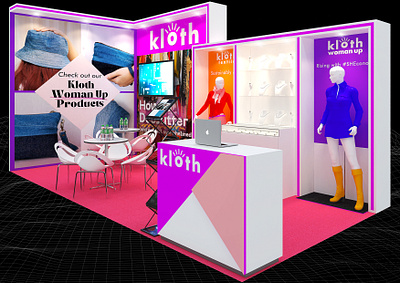 Kloth Cares 3x6 Exhibition Booth 3d 3x6 artist impression booth branding charity design display eco friendly event exhibition fair fashion mannequin recycle render space stand sustainability visualization
