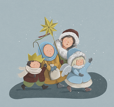 Illuustration of Carolers carolers christmas time digital illustration illustration kids photoshop