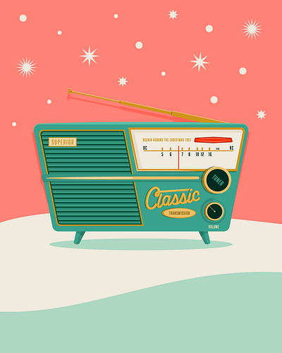 Classic Radio holiday illustration radio vintage