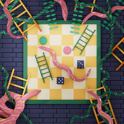 Snakes and Ladders c4d cinema4d design dice illustration ladder snake