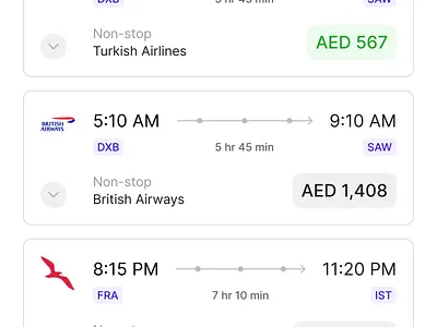 Flight cards listing air airport airway application car rent card cards design system flight hotel list listing reservation ticket