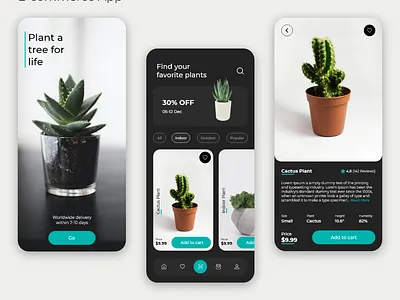 The Plant Shop - Ecommerce App Design ecommerce app ecommerce app design landing page minimal design modern mobile app online shop online store app online store ui design plant shop small app design store design ui design ux design
