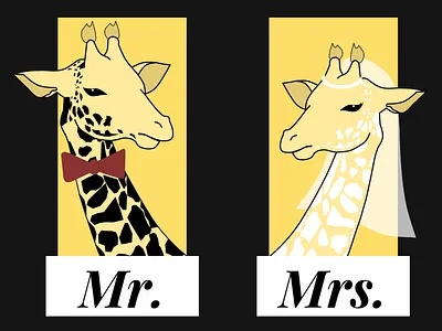 Married Giraffes animal couple design giraffe illustration married wedding