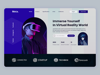 Metaverse Website Design augmented reality branding design hero section landing page landing page design landingpage logo meta metaverse product technology typography ui vector virtual reality virtual world web design website