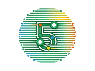 Bus Line No.5 bus circles circuit coach creative distance drive graphic design illustration journey lane line lines number old school rounds route stations train trip