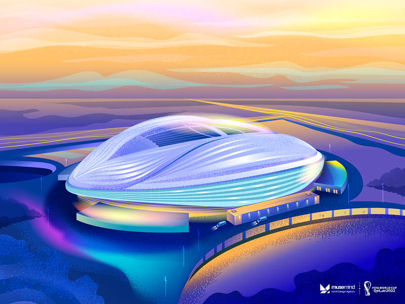 Al Janoub Stadium in Qatar 2022 advertising art brand agency case study desginer design design agency fifa world cup qater football graphic design illustration illustrator interaction design motion design motion graphics ui ux ux case study vector worldcup