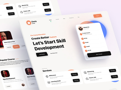OASISCamp - E-Learning Landing Page concept design e learning graphic hero interface landingpage learning ui uiux userinterface ux web web design