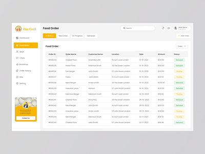 Food Delivery Order Page customers dashboard details page ecommerce ecommerce dashboard form mini minimal order order details page order management order page order tools table ui design ui ux design ux design web design
