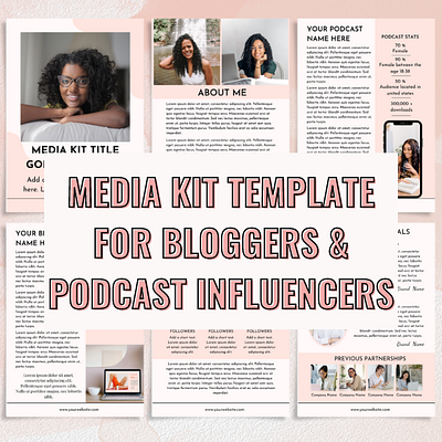 Media Kit Template For bloggers & Podcast Influencers | Canva bloggers canva template course creators graphic design influencer kit media kit podcast influencer social media influencer