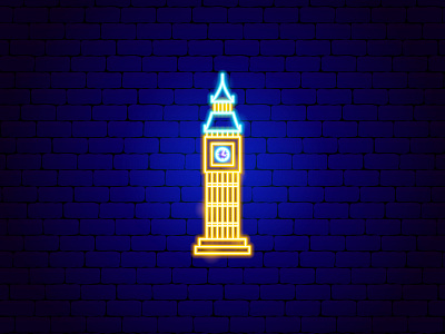 Big Ben Neon architecture big ben building clock design england english europe great britain icon illustration line london neon outline tower uk united kingdom vector