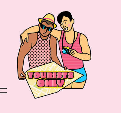 Tourists sticker design illustration stickers vector illustration