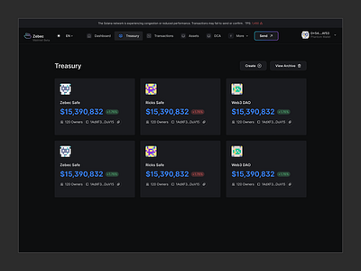 Zebec Protocol - Treasury Page