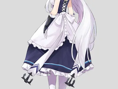 belfast azurlane anime art character cute girl design character drawing illustration line art