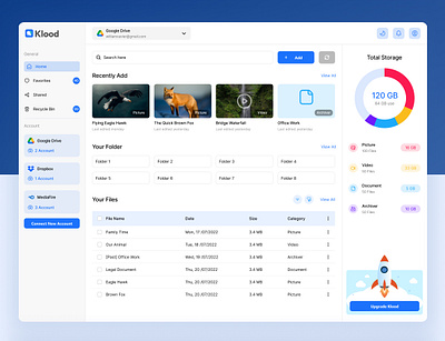 Klood Multiple Cloud Storage Exploration cloud storage design desktop exploration illustration mobile ui storage ui ui design uidesign uiix uiux uiux design ux website