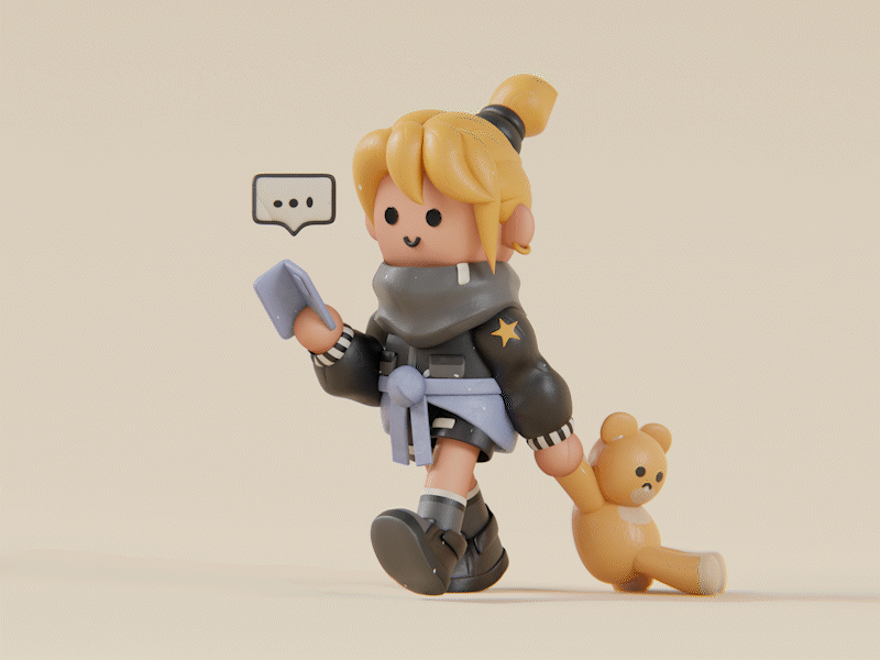 Fanart for LetsWalk! 3d animation art b3d clay cute cycle design funny game illustration loop motion graphics top trending walk