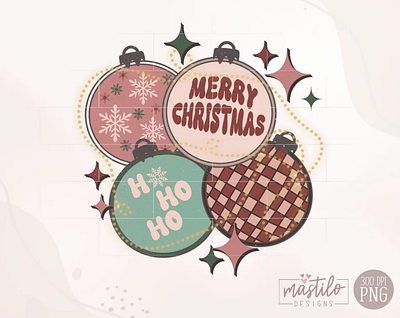 Retro Christmas Ornaments, Christmas Sublimation 3d animation app branding design graphic design illustration logo motion graphics typography ui