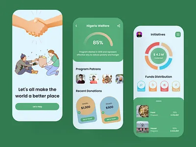 Welfarify - Mobile App app app design business charity clean design community app crowdfunding help help app illustration initiatives minimal mobile app online online help social project society support app ui design welfarify app