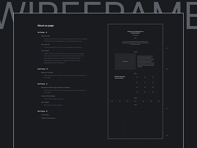Zebec About us Wireframe setup