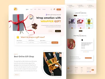 Wrapper Gift || Gift Shop Landing Page Exploration 🎁 cards clean design footer gift giftshop header hero landing page minimal online shop shop ui ui design ux ux design web web design website website design