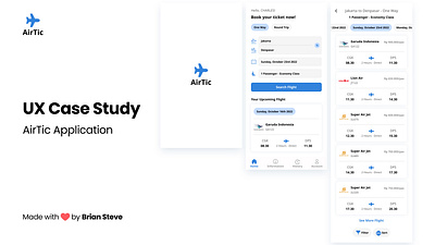 Airplane Ticket Booking Application - AirTic UX Case Study airplane application booking case study ticket ui user interface design ux