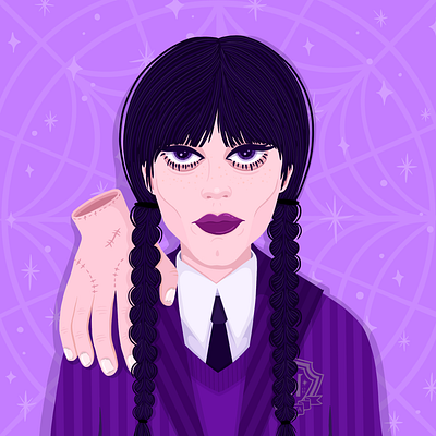 Wednesday Addams 🖤🕸 adams family addams family character creepy emo fan art flat design goth gothic illustration movie netflix pop culture portrait thing tv series vector wednesday wednesday adams wednesday addams