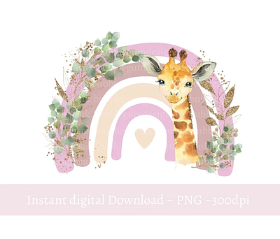 Pink Giraffe Rainbow PNG, Cute Giraffe Clipart 3d animation app branding design graphic design illustration logo ui vector