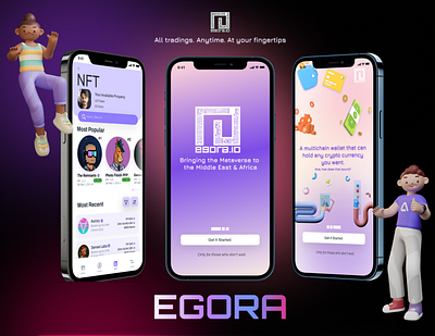 Egora - NFTs & Crypto Trading Mobile App 3d 3d app app app design crypto app design figma graphic design mobile app nft app nft trading app phone app ui user experience user interface ux ux ui design app uxui