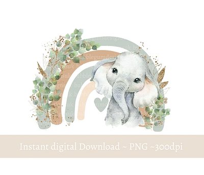 Neutral Elephant Rainbow PNG, Cute Elephant Clipart 3d animation app branding design graphic design illustration logo ui vector