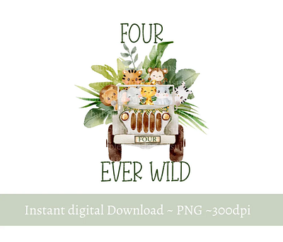 Four Ever Wild Safari Animals Truck PNG 3d animation app branding design graphic design illustration logo ui vector