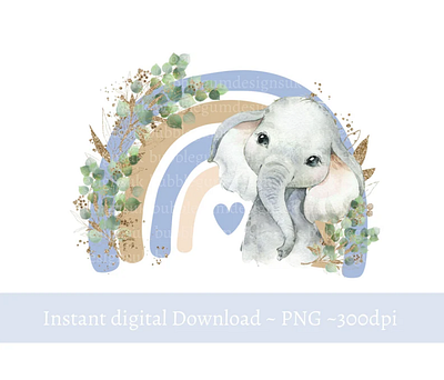 Blue Elephant Rainbow PNG, Cute Elephant Clipart 3d animation app branding design graphic design illustration logo ui vector