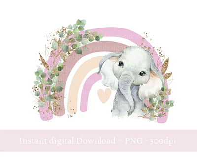 Pink Elephant Rainbow PNG, Cute Elephant Clipart 3d animation app branding design graphic design illustration logo ui vector