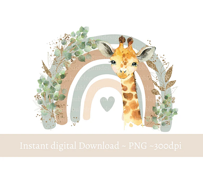 Neutral Giraffe Rainbow PNG, Cute Giraffe Clipart 3d animation app branding design graphic design illustration logo ui vector