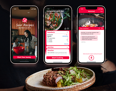 Savr Recipe Cooking Mobile App (Design Sprint) app app design cooking app cooking mobile app design design sprint figma food app mobile app phone app recipe app ui user experience user interface ux ui design uxui voice assistant