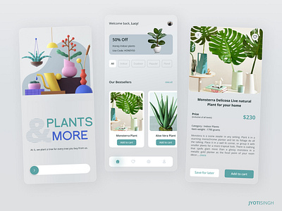 Plants & More Mobile App UI Design app app design app ui design dribbble shot green illustration monochrome nursery plant plants shot ui ux