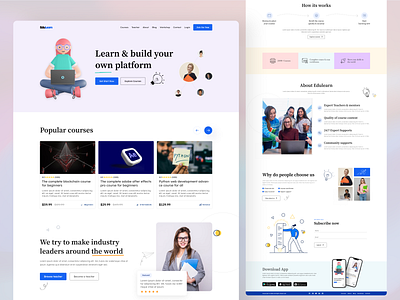 EduLearn | E-learning Landing Page Design education educationwebsite elearning figma landing landingpage learn mobile online onlinelearning ui uidesign uxdesign uxui web webapp website websitedesign webui