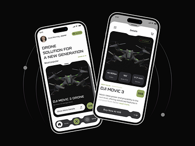 Drone App app design application clean dark drone app drone buy drone design drones e commerce app figma interaction design mobile app modern app modren stunning design ui ui design ux ux design visual deaign