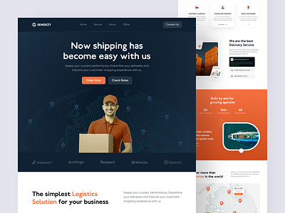 Cargo Delivery Service - Logistics Website app design best design best web design box shipping cargo clean design company delivery hero section landing page logistics logo minimal modern design service shipment shipping track ui web