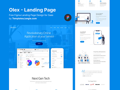 Olex – SaaS Landing Page Free Figma Design free figma template free landing page design free website design free website template freebies landing page saas saas landing page saas website design template templatesjungle web design website concept website design