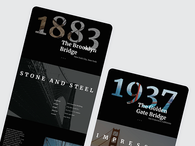 Historical bridges of the US: website bridges culture dark mode design history ui web design webpage