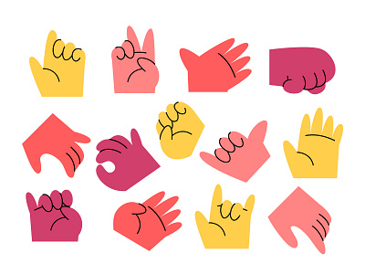 Hand collection cartoon character flat freepik hand illustration pinky thumb vector