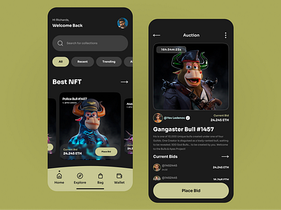 NFT Marketplace App app app design app ui design figma marketplace nft ui ui design ux